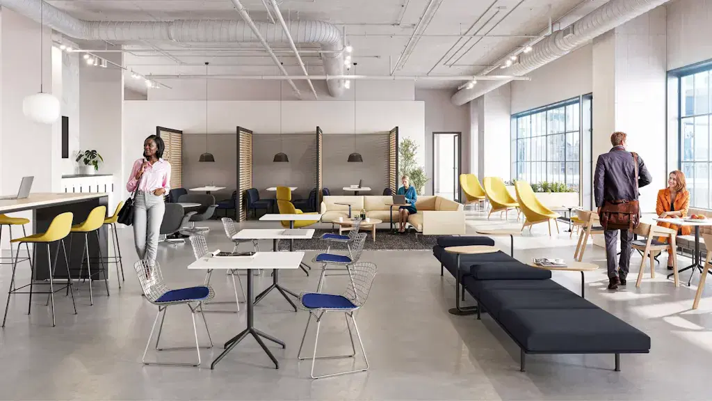 Open community workplace with varied places to gather